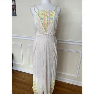 Free People Women's Yellow and Cream Jumpsuit - large
